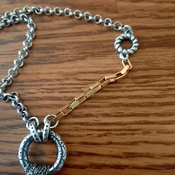 ❌️SOLD❌️BRIGHTON "Tassel in the Mix" Silver and Gold Knotted Necklace - Picture 4 of 10